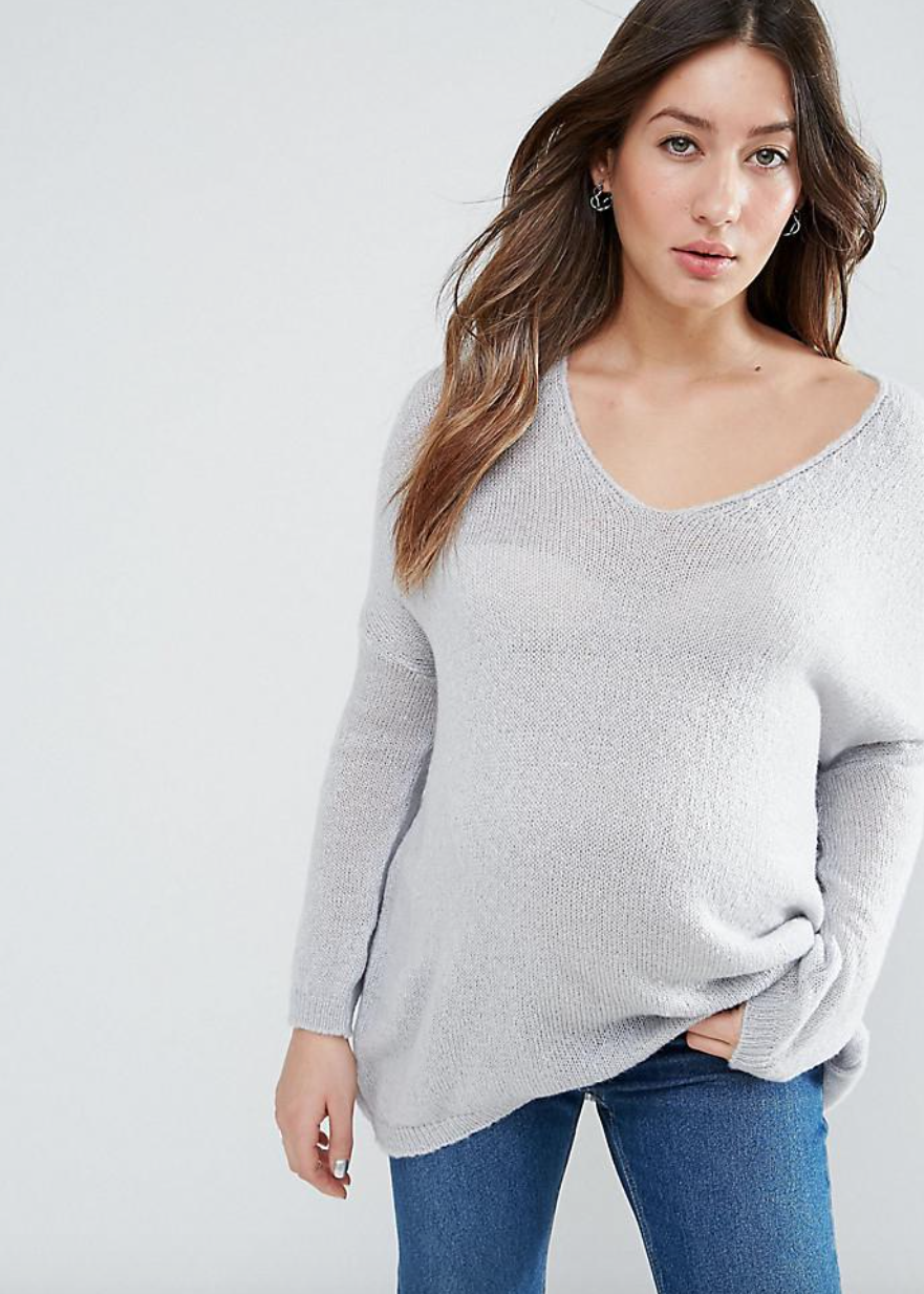 SL1343 Ex Chainstore Sheer Knit Jumper With V Neck - Grey x12